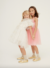 white + gold sparkle dress