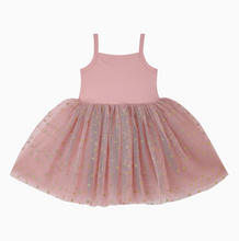 pink + gold star glitter dress