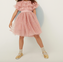 pink + gold star glitter dress