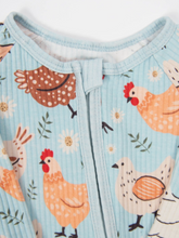 chickens + blooms zip romper