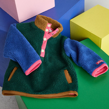 color block fleece in pink