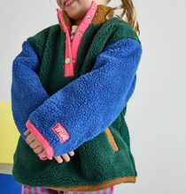 color block fleece in pink