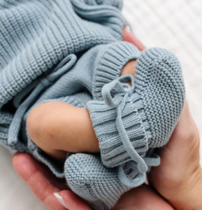 knit booties - steel