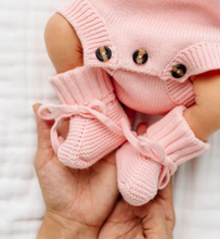 knit booties - petal speckle