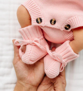knit booties - petal speckle