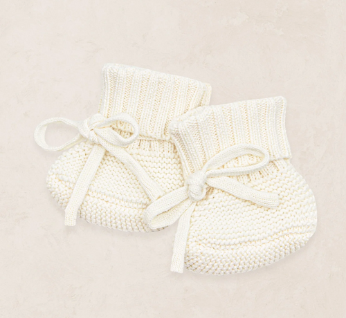 knit booties - ivory