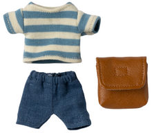 clothes and brown bag