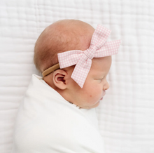classic pink gingham headband