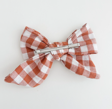 brown gingham hair bow