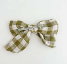 green gingham hair bow