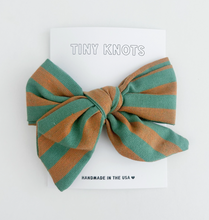 green stripe hair bow