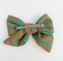 green stripe hair bow