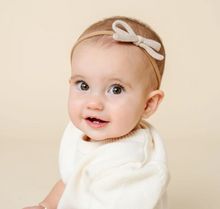 crochet bow headband tan