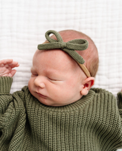 crochet bow headband olive