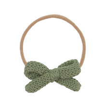 crochet bow headband olive