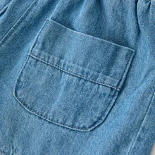 denim boxy shirt and short set