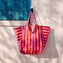 elisa tote bag orchid tomato stripe