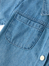 denim boxy shirt and short set