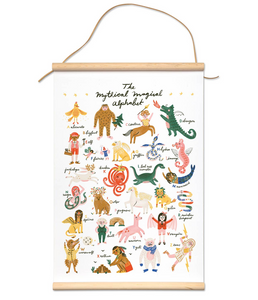 mythical magical alphabet canvas banner 12x18in