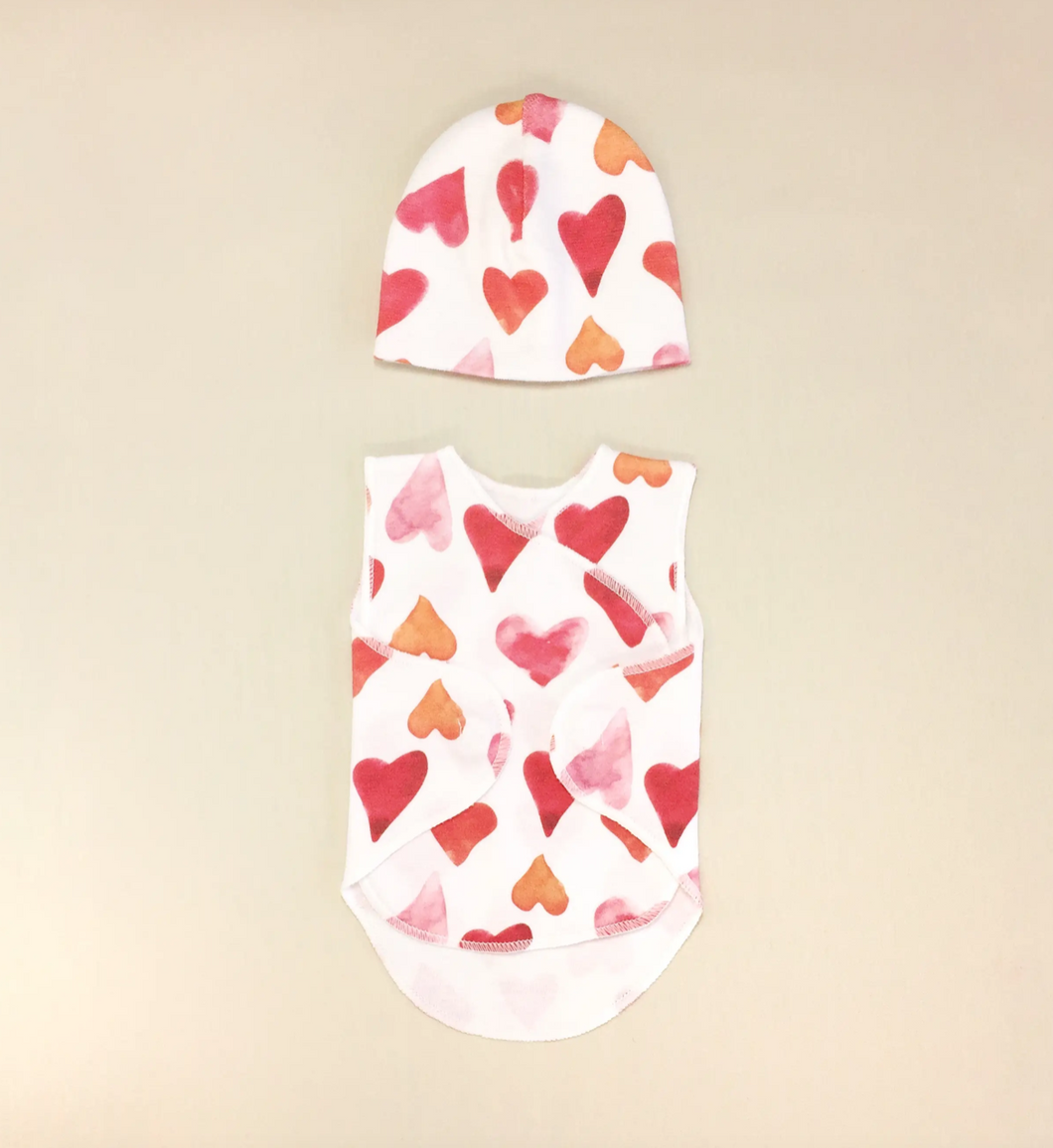 FINAL SALE: NICU friendly wrap set hearts