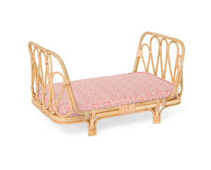 poppie toys rattan doll bed in coral leaves