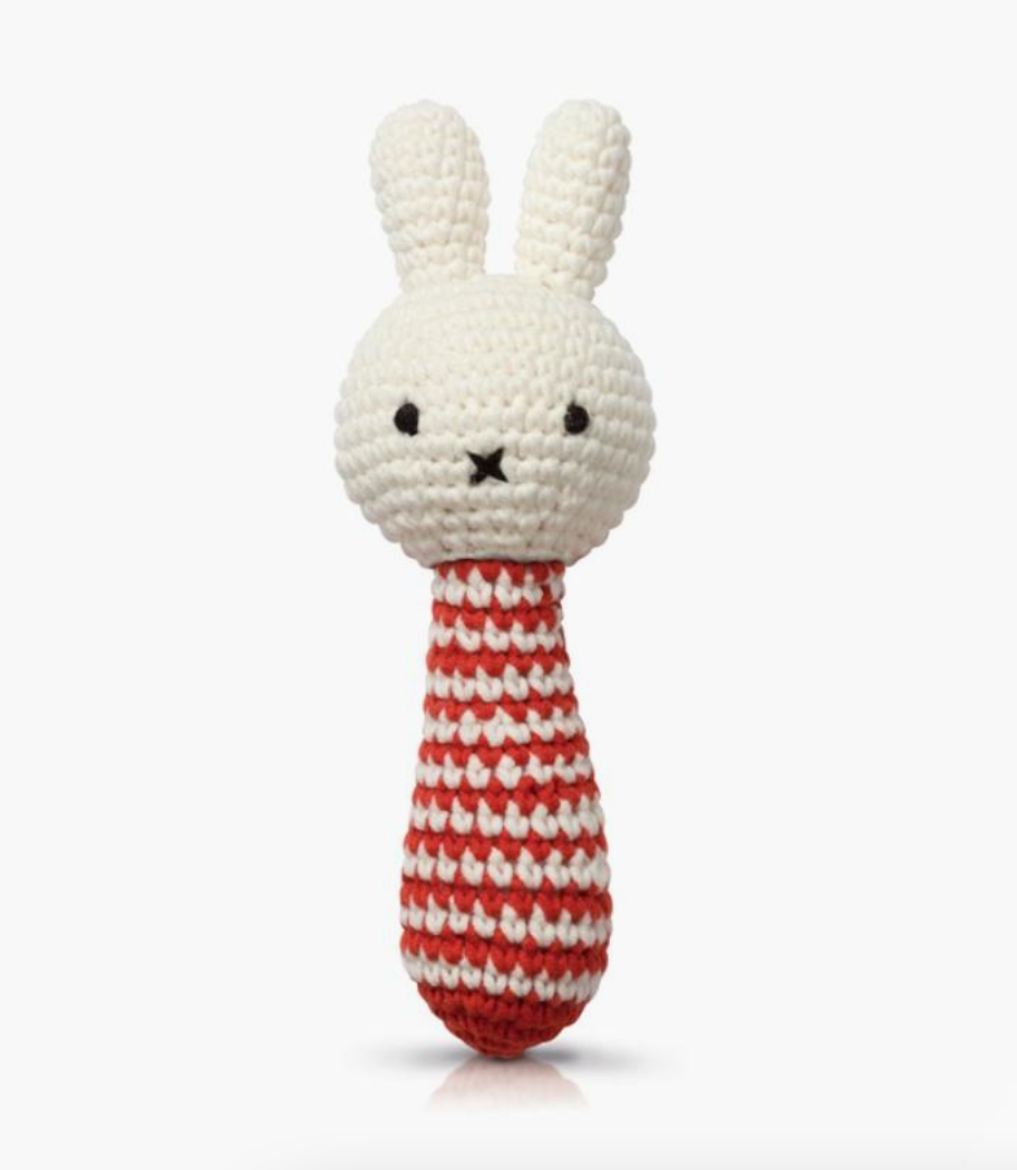 miffy baby rattle in red