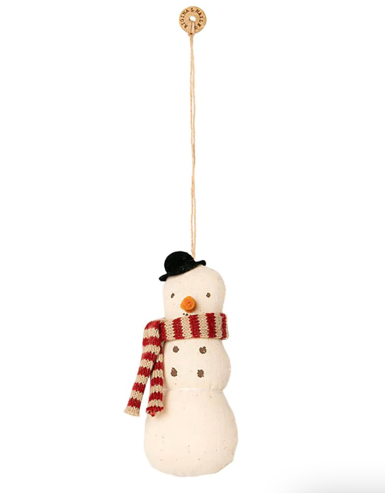snowman ornament red scarf