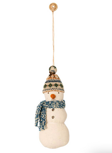 FINAL SALE: snowman ornament blue scarf