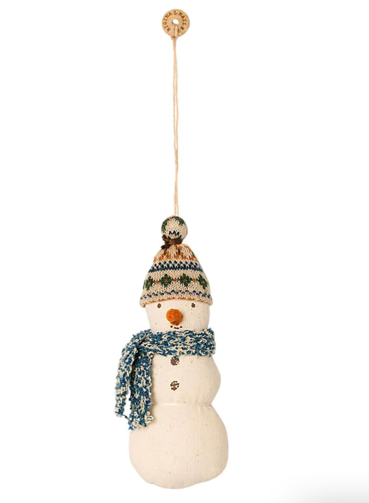 FINAL SALE: snowman ornament blue scarf