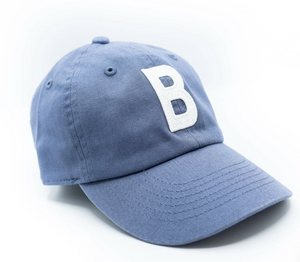 toddler letter ball cap in dusty blue