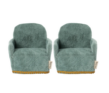 set of blue chairs
