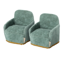 set of blue chairs