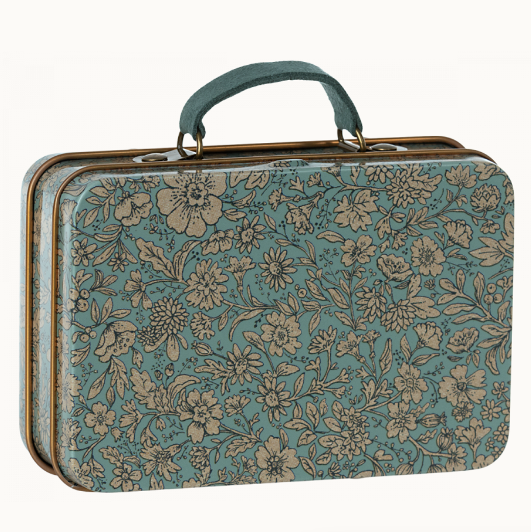 blossom blue metal suitcase (empty)
