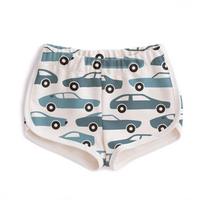 French terry shorts in blue vintage cars