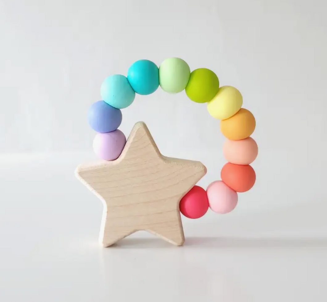 star charm ring teether in confetti